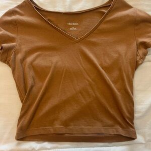 Wild Fable Women's Short Sleeve Brown Tee